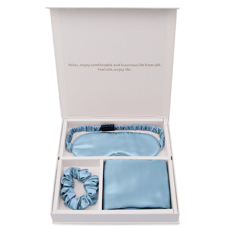 Silk Eye Mask, Hair Loop, and Pillowcase Gift Set