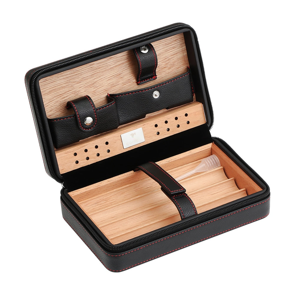 Cedar Wood & Leather Cigar Humidor Box